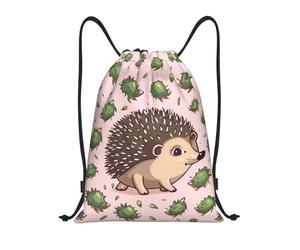 FodPand Drawstring Backpack Bag Cartoon hedgehog Sports Gym Sackpack for Men & Women, Waterproof Cinch Bags for Travel, Black, S, Travel Backpacks