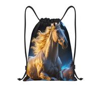 FodPand Drawstring Backpack Bag Cool Running Horse Sports Gym Sackpack for Men & Women, Waterproof Cinch Bags for Travel, Black, S, Travel Backpacks