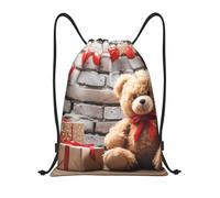 FodPand Drawstring Backpack Bag Cute Bear Valentine Gift Sports Gym Sackpack for Men & Women, Waterproof Cinch Bags for Travel, Black, S, Travel Backpacks