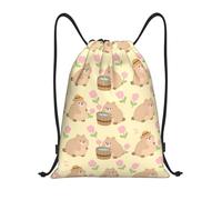 FodPand Drawstring Backpack Bag Cute Capybara Pattern Sports Gym Sackpack for Men & Women, Waterproof Cinch Bags for Travel, Black, M, Travel Backpacks