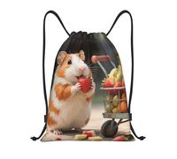 FodPand Drawstring Backpack Bag Cute Guinea Pig Sports Gym Sackpack for Men & Women, Waterproof Cinch Bags for Travel, Black, S, Travel Backpacks