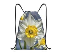 FodPand Drawstring Backpack Bag Daffodil Flower Sports Gym Sackpack for Men & Women, Waterproof Cinch Bags for Travel, Black, M, Travel Backpacks