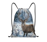 FodPand Drawstring Backpack Bag Deer on frozen wilderness Sports Gym Sackpack for Men & Women, Waterproof Cinch Bags for Travel