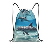 FodPand Drawstring Backpack Bag Dolphins Sports Gym Sackpack for Men & Women, Waterproof Cinch Bags for Travel