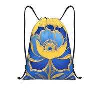 FodPand Drawstring Backpack Bag Elegant Floral Leaf Sports Gym Sackpack for Men & Women, Waterproof Cinch Bags for Travel, Black, S, Travel Backpacks