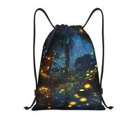 FodPand Drawstring Backpack Bag Fireflies Sports Gym Sackpack for Men & Women, Waterproof Cinch Bags for Travel