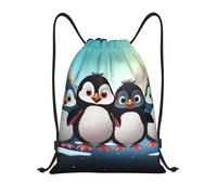FodPand Drawstring Backpack Bag Five cute penguins Sports Gym Sackpack for Men & Women, Waterproof Cinch Bags for Travel, Black, M, Travel Backpacks