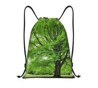 FodPand Drawstring Backpack Bag Green Nature Tree Sports Gym Sackpack for Men & Women, Waterproof Cinch Bags for Travel, Black, S, Travel Backpacks