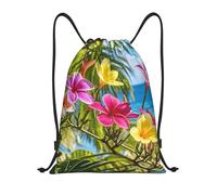 FodPand Drawstring Backpack Bag Hawaii Flower Sports Gym Sackpack for Men & Women, Waterproof Cinch Bags for Travel