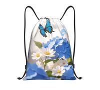 FodPand Drawstring Backpack Bag Hydrangeas Daisies Butterflies Sports Gym Sackpack for Men & Women, Waterproof Cinch Bags for Travel