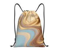 FodPand Drawstring Backpack Bag Marble pattern Sports Gym Sackpack for Men & Women, Waterproof Cinch Bags for Travel, Black, M, Travel Backpacks