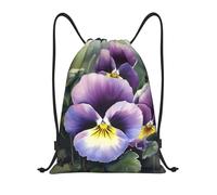 FodPand Drawstring Backpack Bag Pansy Perfection Sports Gym Sackpack for Men & Women, Waterproof Cinch Bags for Travel, Black, S, Travel Backpacks