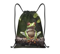 FodPand Drawstring Backpack Bag Peace Tree Frog Sports Gym Sackpack for Men & Women, Waterproof Cinch Bags for Travel, Black, S, Travel Backpacks