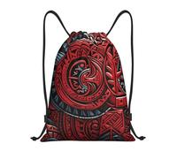 FodPand Drawstring Backpack Bag Red tribal pattern Sports Gym Sackpack for Men & Women, Waterproof Cinch Bags for Travel