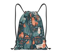 FodPand Drawstring Backpack Bag Scandinavian Animals Sports Gym Sackpack for Men & Women, Waterproof Cinch Bags for Travel, Black, S, Travel Backpacks