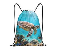 FodPand Drawstring Backpack Bag Sea Turtle Sports Gym Sackpack for Men & Women, Waterproof Cinch Bags for Travel, Black, S, Travel Backpacks