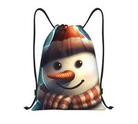 FodPand Drawstring Backpack Bag Snowman Wearing Hat Sports Gym Sackpack for Men & Women, Waterproof Cinch Bags for Travel, Black, M, Travel Backpacks