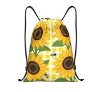 FodPand Drawstring Backpack Bag Sunflowers Bee Summer Sports Gym Sackpack for Men & Women, Waterproof Cinch Bags for Travel