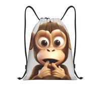 FodPand Drawstring Backpack Bag The silent monkey Sports Gym Sackpack for Men & Women, Waterproof Cinch Bags for Travel, Black, M, Travel Backpacks