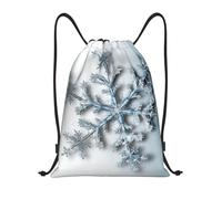 FodPand Drawstring Backpack Bag Transparent snowflake Sports Gym Sackpack for Men & Women, Waterproof Cinch Bags for Travel, Black, S, Travel Backpacks