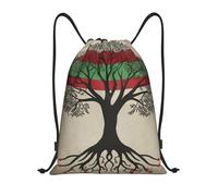 FodPand Drawstring Backpack Bag Tree Palestinian Flag Sports Gym Sackpack for Men & Women, Waterproof Cinch Bags for Travel, Black, M, Travel Backpacks