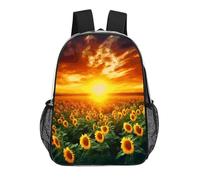 FodPand Dreamlike Sunset Of A Sunflower Field 17 Inch Clear Backpack Large Heavy Duty, Clear Bag for Stadium Events, See Through Backpack Transparent PVC Or Work, Sporting Events And Gym