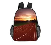 FodPand Dusk Running Track 17 Inch Clear Backpack Large Heavy Duty, Clear Bag for Stadium Events, See Through Backpack Transparent PVC Or Work, Sporting Events And Gym