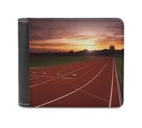 FodPand Dusk Running Track Leather Wallets for Men Women Credit Card Holder Slim Billfold Wallet with 6 Card Slots