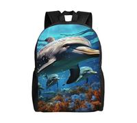 FodPand dusky rose Travel Backpack for Women Men 15.6 inch Laptop Backpack Waterproof Work Business Daypack, Dolphins, One size
