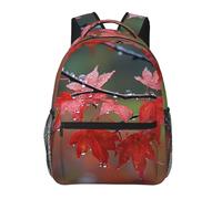 FodPand dusky rose Travel Backpack for Women Men 15.6 inch Laptop Backpack Waterproof Work Business Daypack, Dew on Red Leaves, One Size, Travel Backpacks