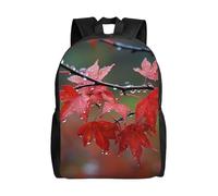 FodPand dusky rose Travel Backpack for Women Men 15.6 inch Laptop Backpack Waterproof Work Business Daypack, Dew on Red Leaves, One Size, Travel Backpacks