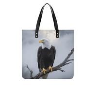 FodPand Eagle Full Moon Tote Bag 15.4 Inch Fashion Leather Handbag Reusable Shopping & Work Bag for Women