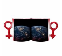 FodPand Earth from The Outer Space Coffee Mug Color Changing with Handle, Tea Cup Gift for Men Women, Ceramic Mug His And Hers for Latte, Hot Tea, Cappuccino, Mocha, Cocoa