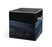 FodPand Earth from The Outer Space Storage Cubes Foldable Decorative Fabric, Storage Bins Baskets with Handles, Closet Organizers And Storage for Home, Office,Closet, Clothes
