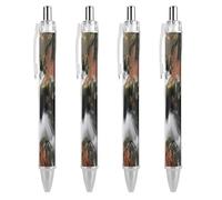 FodPand Earth Tones And Waves Ballpoint Pens Fine Point Smooth Writing Pen Retractable Ball Point Pens 0.5mm Black Ink Pen Office Supplies Gifts for Men Women 4 PCS