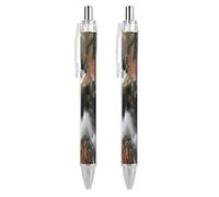 FodPand Earth Tones And Waves Ballpoint Pens Fine Point Smooth Writing Pen Retractable Ball Point Pens 0.5mm Black Ink Pen Office Supplies Gifts for Men Women 2 PCS
