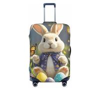 FodPand Easter Bunny Spring Butterfly Travel Luggage Cover Elastic Suitcase Cover Protector Anti-Scratch Luggage Protector Universal Washable Travel Sleeve Baggage Case Fits 18-32 Inch Suitcase, Black