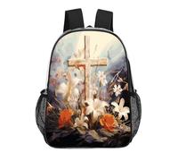 FodPand Easter Cross Art 17 Inch Clear Backpack Large Heavy Duty, Clear Bag for Stadium Events, See Through Backpack Transparent PVC Or Work, Sporting Events And Gym