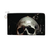 FodPand Eerie Scary Skull Wallet for Women Men, Coin Purse Compact, Card Holder Multi-Purpose for Coins, Cosmetics, Invoice