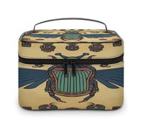 FodPand Egyptian Scarab Makeup Bag Toiletry Bag Cosmetic Bags | Makeup Train Case Portable Cosmetic Organizer Storage Bag for Toiletries Accessories Cosmetics Travel Essentials