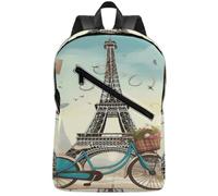 FodPand Eiffel Tower Bike Laptop Backpack for Travel Backpack Large with 2 Compartments,Computer Bag for Men/Women
