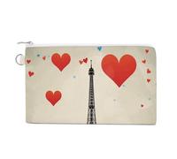 FodPand Eiffel Tower Heart Airplane Pattern Wallet for Women Men, Coin Purse Compact, Card Holder Multi-Purpose for Coins, Cosmetics, Invoice