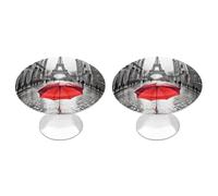 FodPand Eiffel Tower Paris Red Umbrella Cabinet Handles 2-Pack 1.1 Inch Round Stainless Steel Cabinet Pulls Knobs Pulls with Screws Silver Hardware for Kitchen Cabinets, Furniture Doors, & Dressers