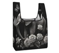 FodPand Elephant And Butterfly Reusable Grocery Bags Tote Bags