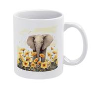 FodPand Elephant And Sunflower Coffee Cups Tea Cup Travel Coffee Mug