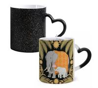 FodPand Elephant And Young Elephant Color Changing Mugs Heat Sensitive Ceramic Coffee Mugs Funny Temperature Changing Mug Novelty Magic Cup Gift for Coffee Lover 11 Oz