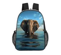FodPand Elephant Is Sitting in The Water 17 Inch Clear Backpack Large Heavy Duty, Clear Bag for Stadium Events, See Through Backpack Transparent PVC Or Work, Sporting Events And Gym