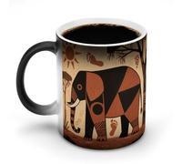 FodPand Elephant March Print Color Changing Mugs Funny Heat Sensitive Ceramic Coffee Mugs Temperature Changing Mug Novelty Magic Cup Gift for Coffee Lover 11 Oz