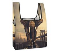 FodPand Elephant On A Bridge Reusable Grocery Bags Tote Bags