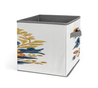 FodPand Embroidered Flower Pattern Storage Cubes Foldable Decorative Fabric, Storage Bins Baskets with Handles, Closet Organizers And Storage for Home, Office,Closet, Clothes